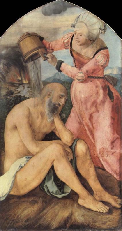Albrecht Durer Job Castigated by his wife Germany oil painting art